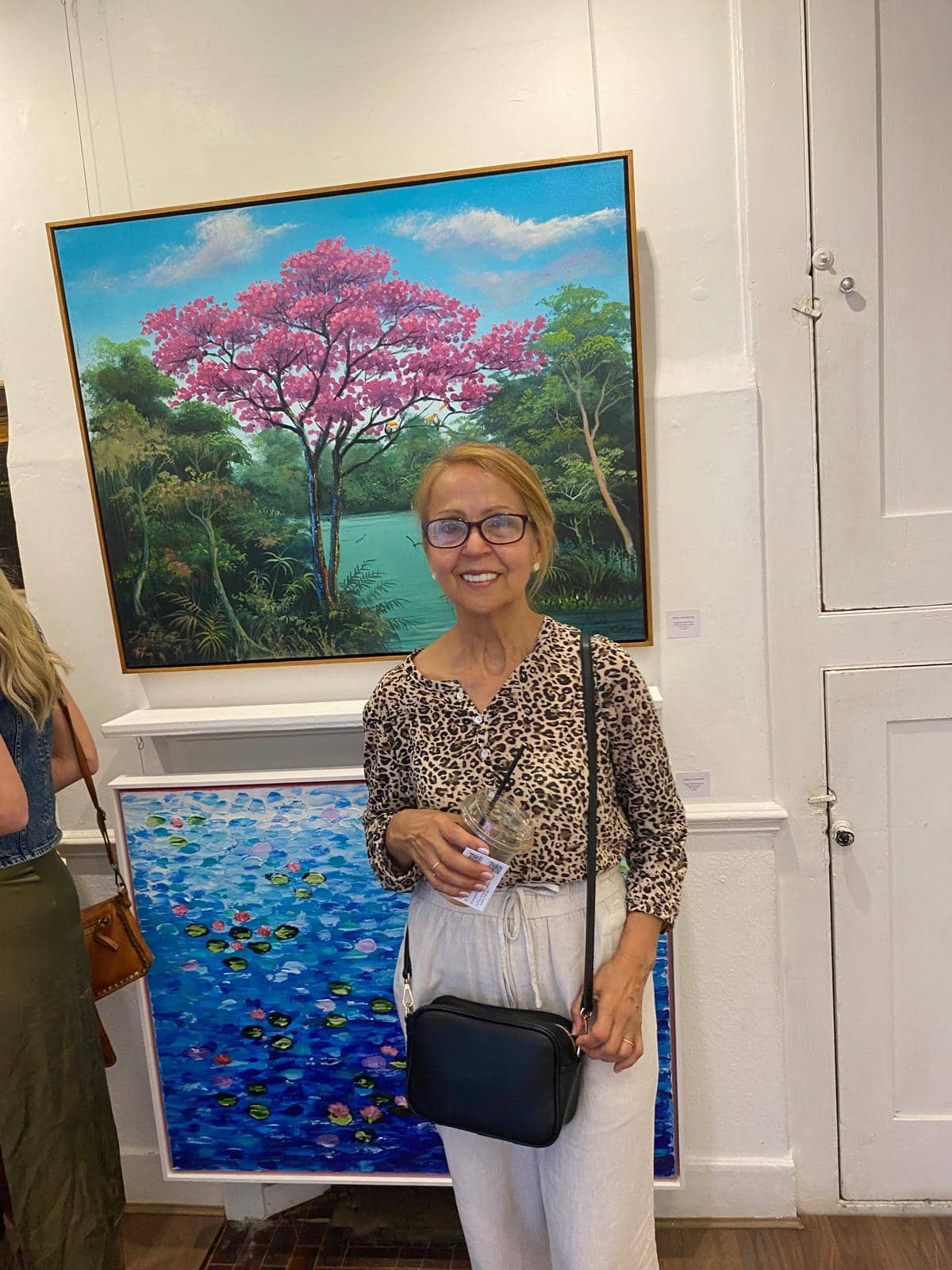 Visitor at the London art exhibition