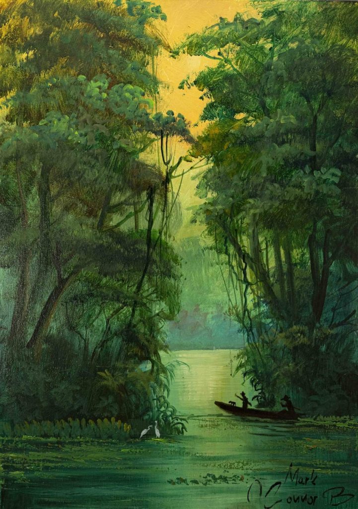 Amazon by Canoe — painting by Mark O’Connor Bowles