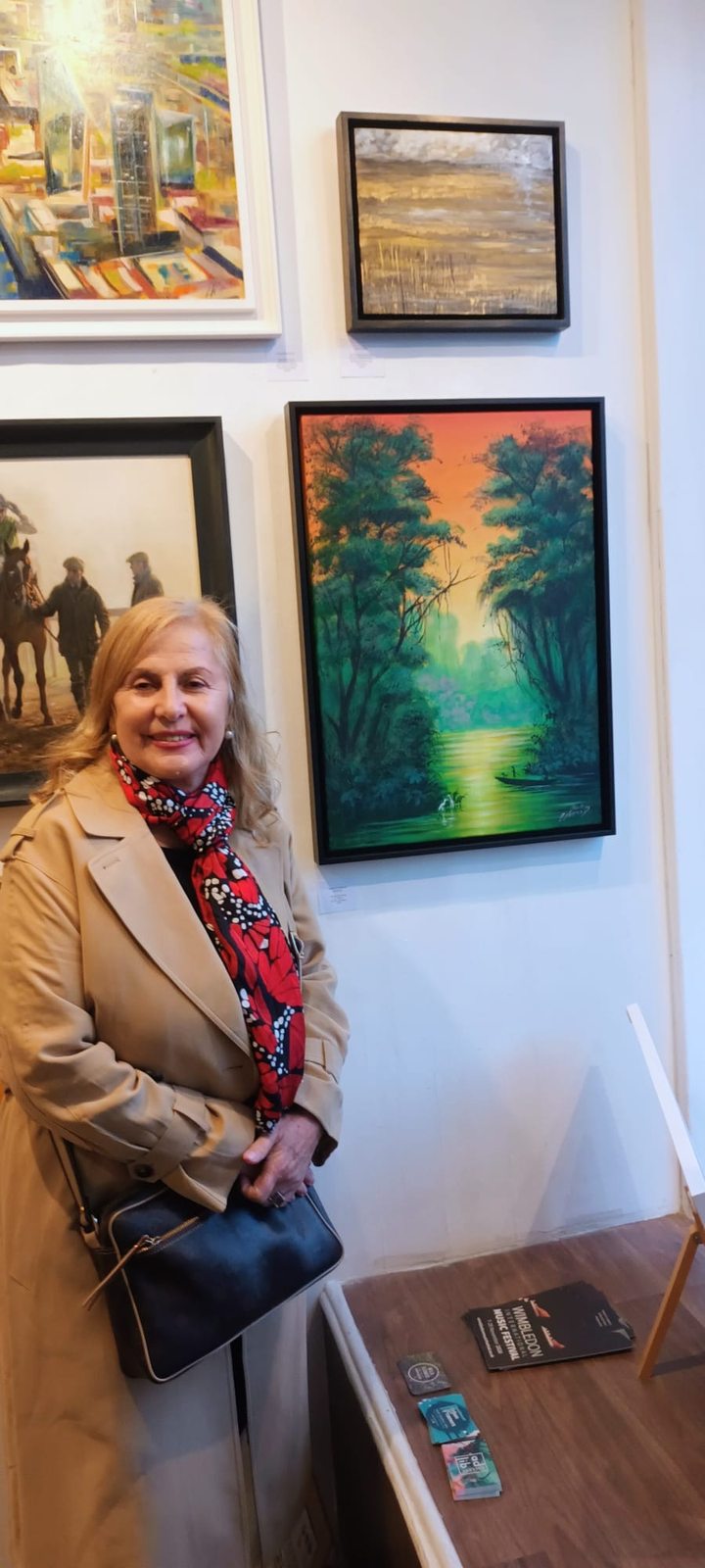Visitor alongside Mark’s painting at Ad Lib Gallery