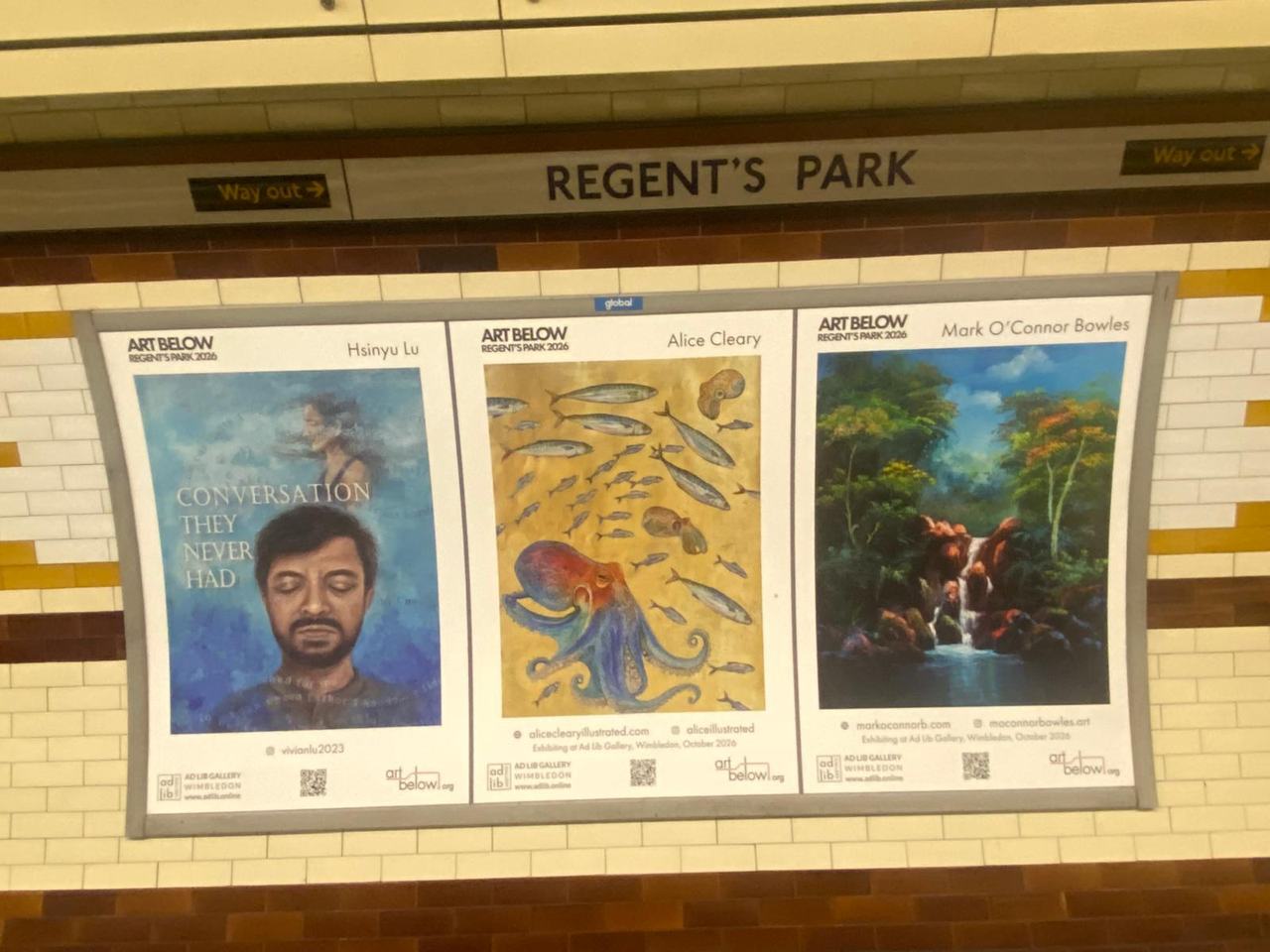 Three Art Below posters at Regent’s Park